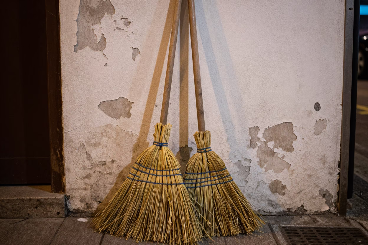 Worn Brooms in Hong Kong in in Hong Kong, Hong Kong
