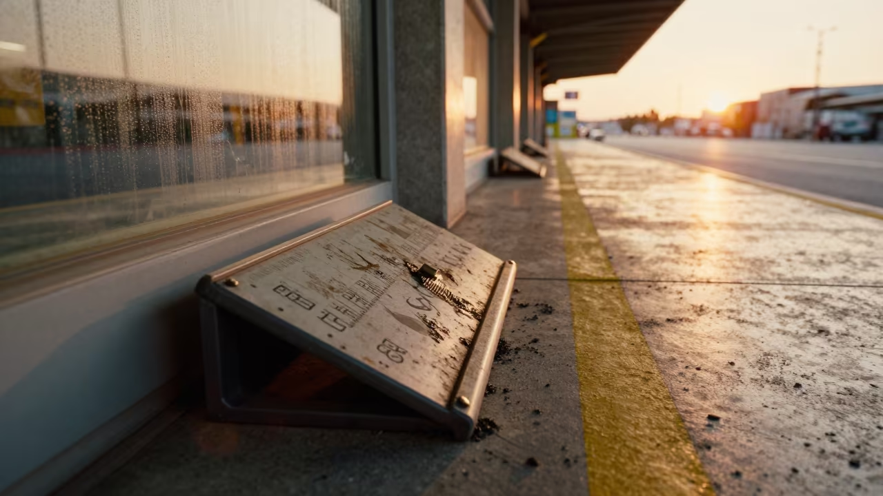 Worn Dock Bumper Gauge in Barcelona Cross Dock in inside a cross-dock lane near Barcelona