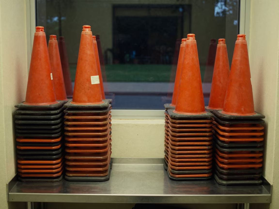 Worn Dock Cones in Sydney Dispatch Office in inside a dispatch office above the dock near Chippendale, Sydney
