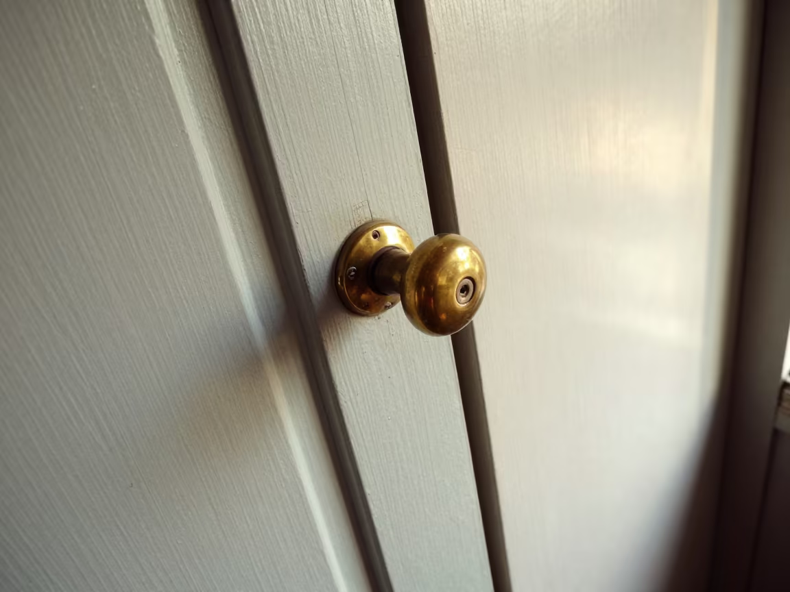 Worn Doorknob on Pier Door Jakarta Afternoon in on a pier railing near Kemang, Jakarta