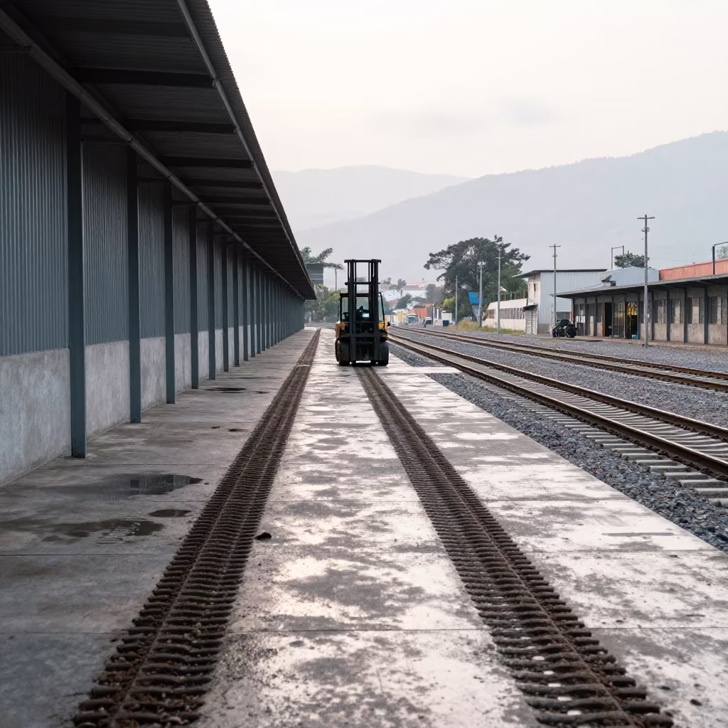 Worn Forklift Tracks in Caracas Rail Yard in at a rail yard near Caracas