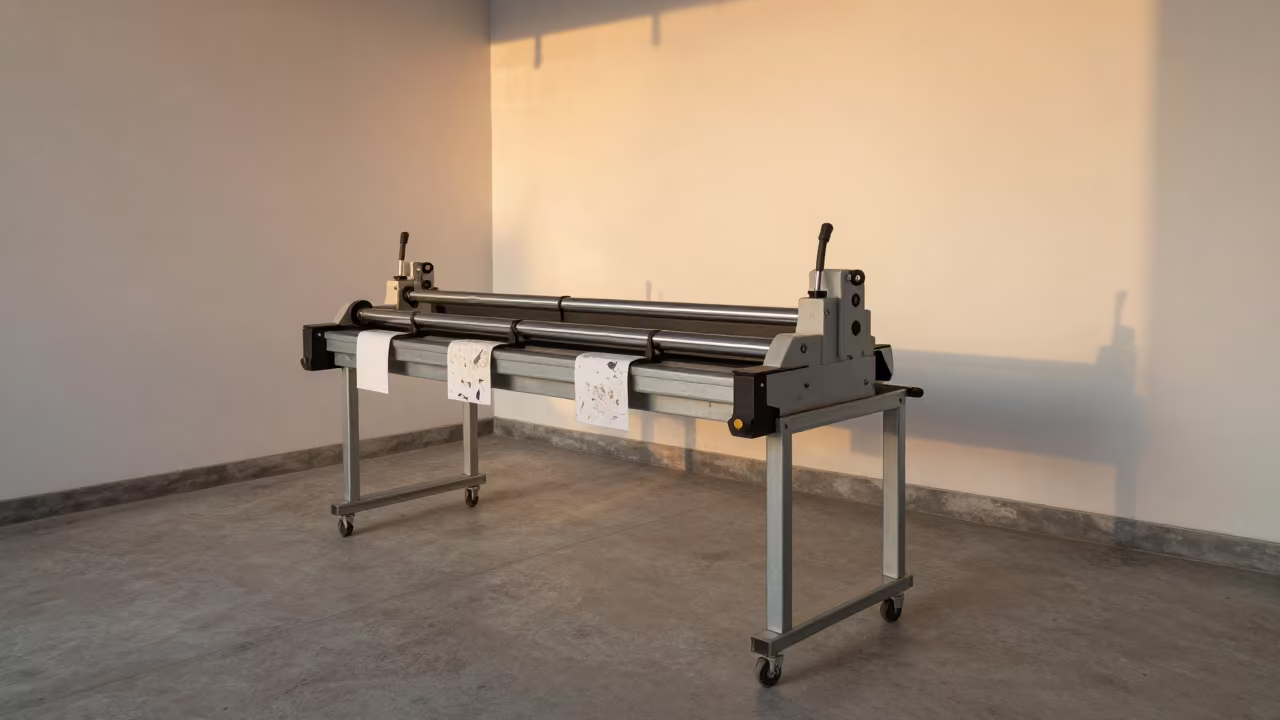 Worn Label Stand at Dawn Packing Station in at a fulfillment packing station in Muzaffargarh