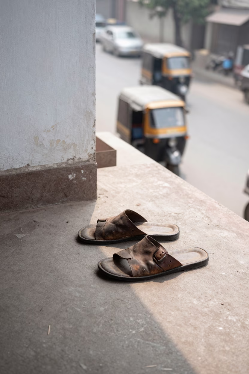 Worn Leather Chappals in Delhi in in Delhi, India