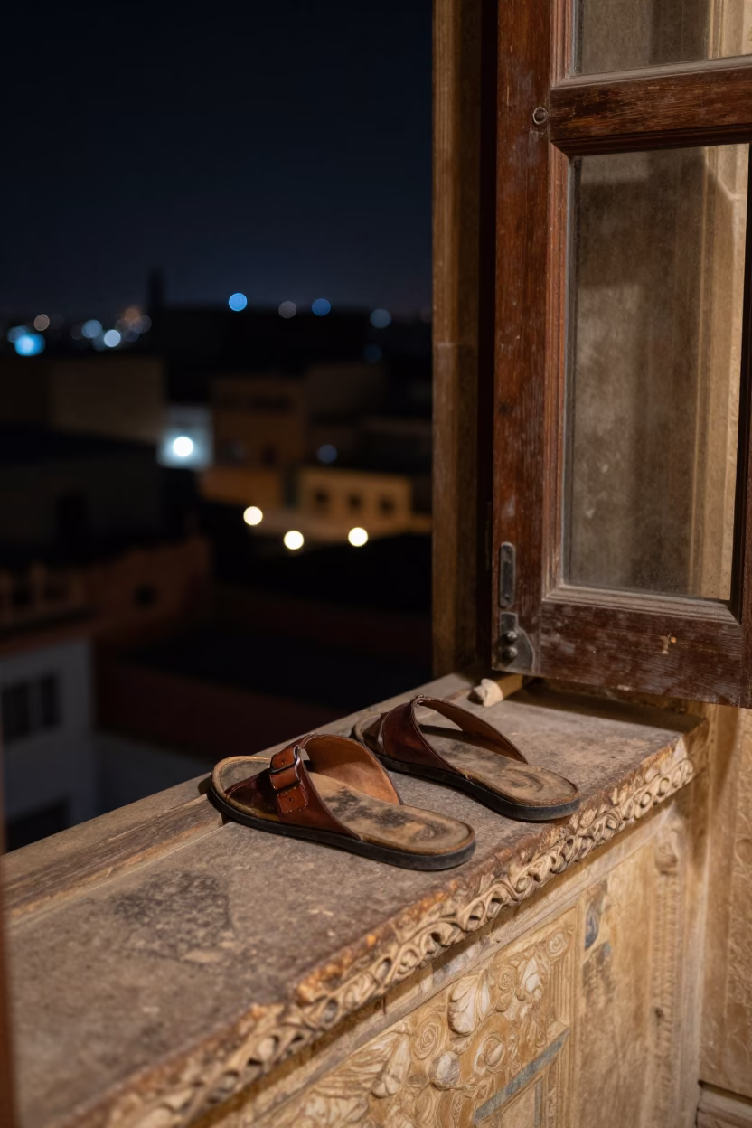 Worn Leather Chappals in Jaipur in in Jaipur, India