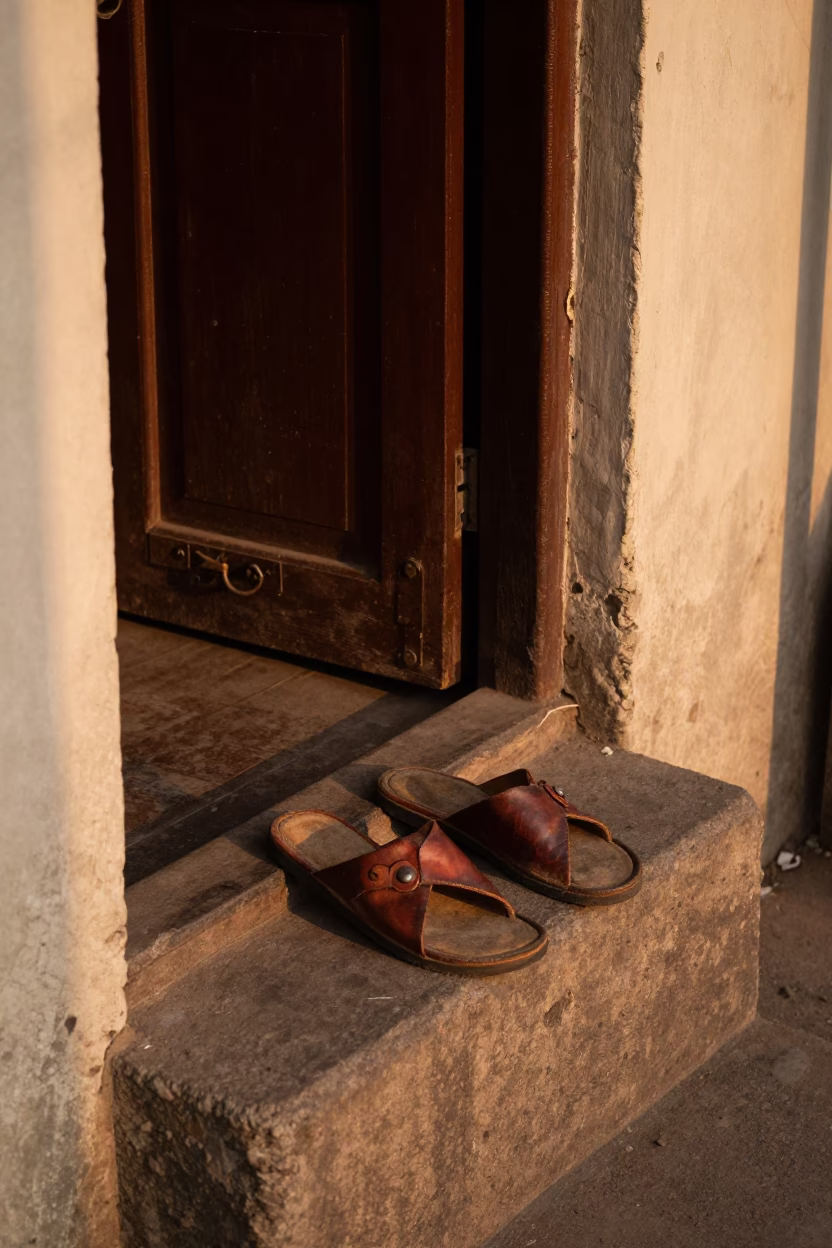 Worn Leather Chappals in Mumbai in in Mumbai, India