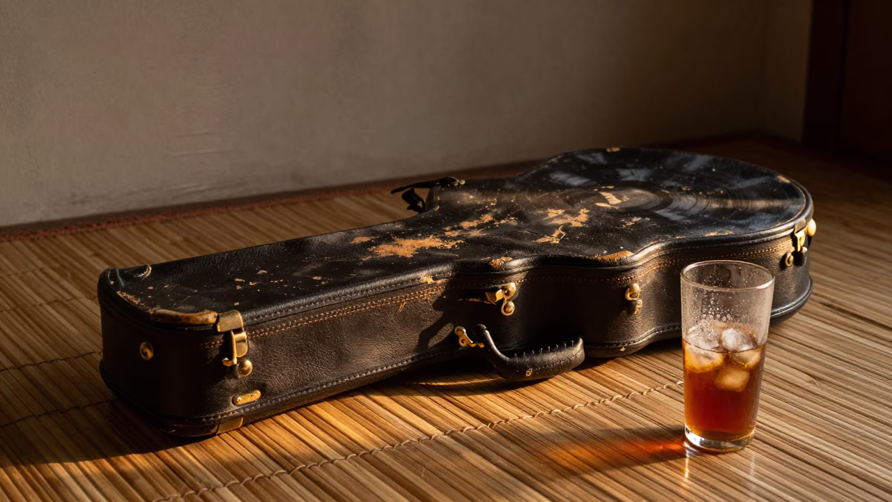 Worn Leather Guitar Case in Bangkok in in Bangkok, Thailand