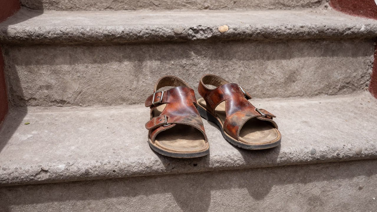 Worn Leather Sandals in La Paz in in La Paz, Bolivia