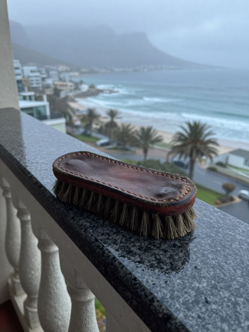 Worn Leather Shoe Brush in Cape Town in in Cape Town, South Africa