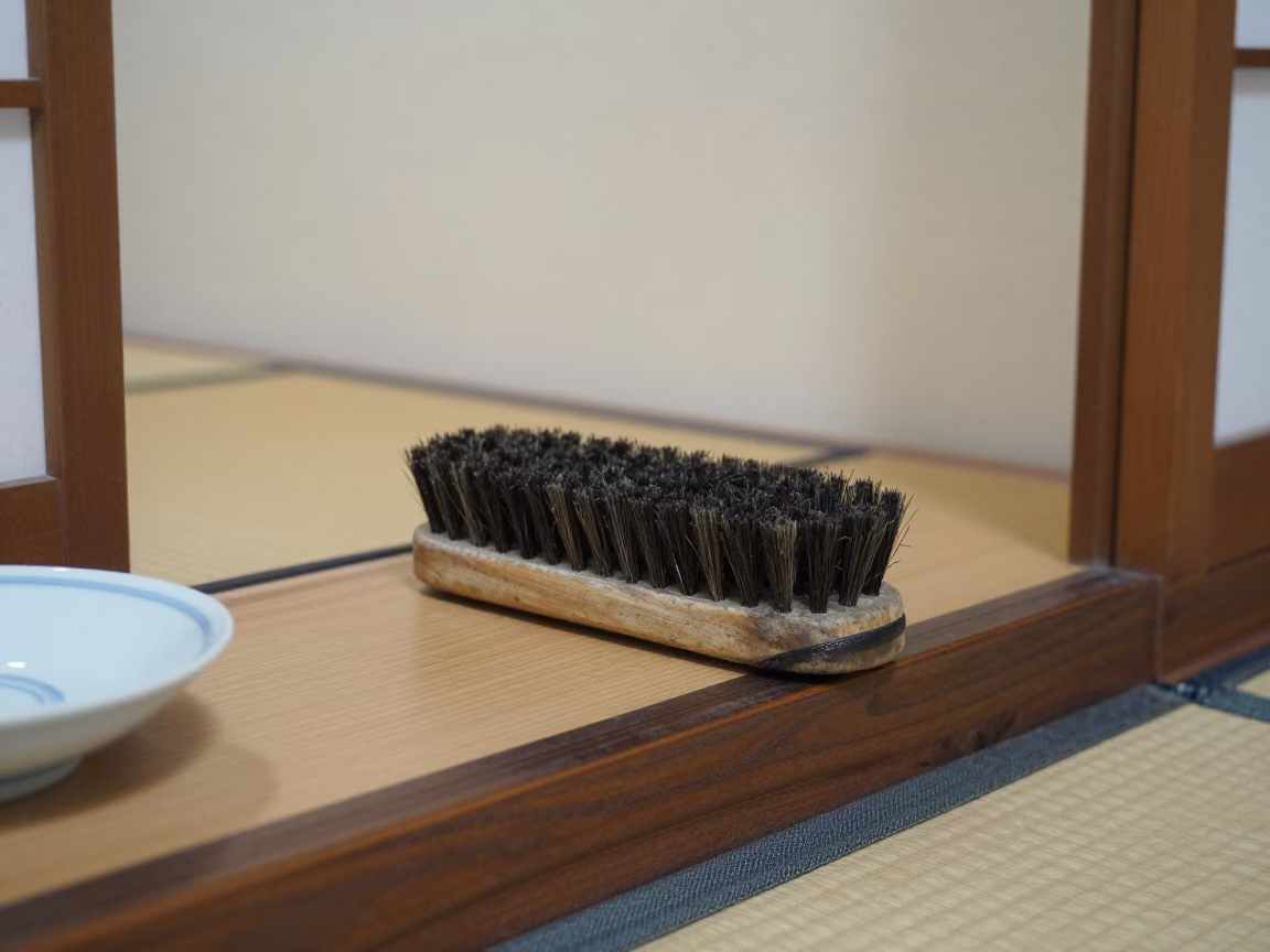 Worn Leather Shoe Brush in Osaka in in Osaka, Japan