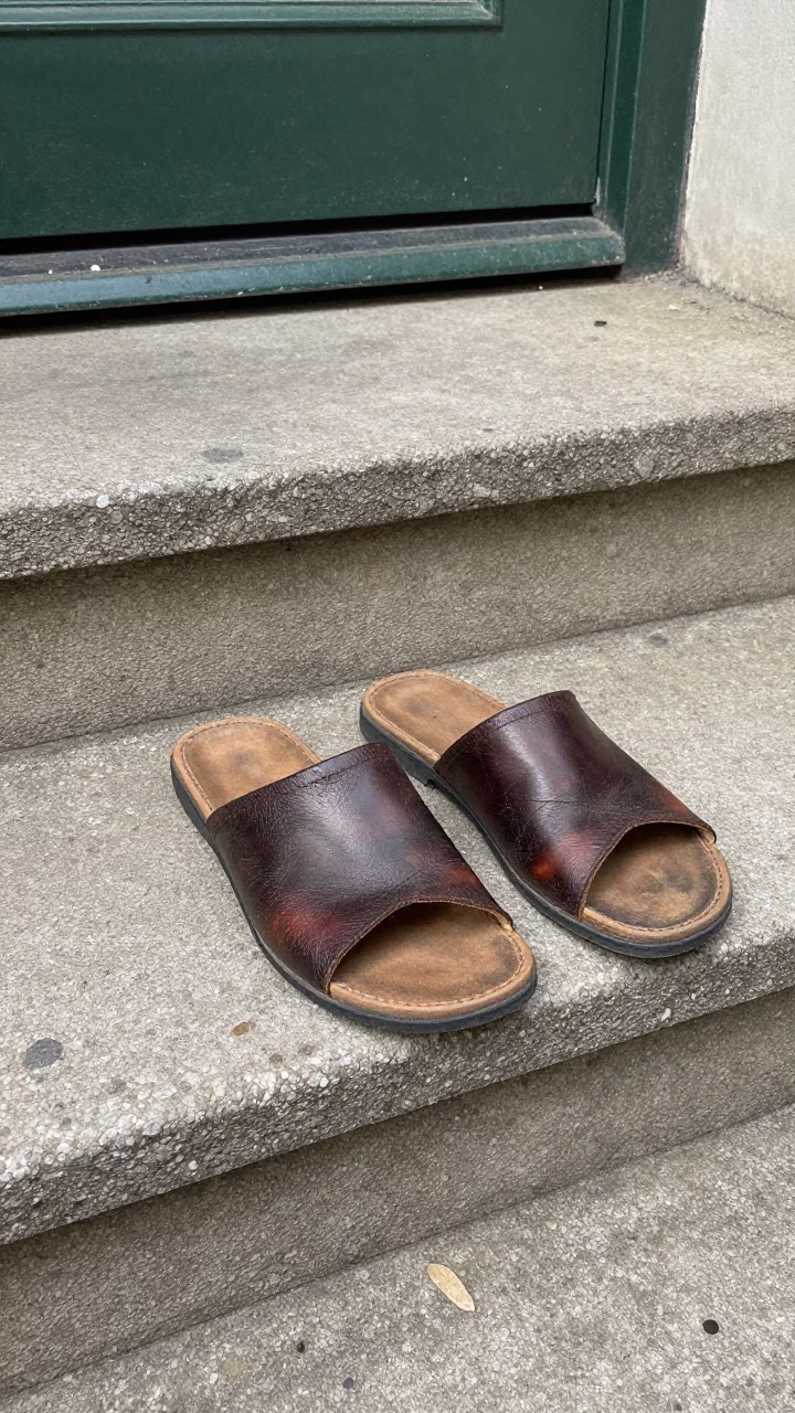 Worn Leather Slippers in Berlin in in Berlin, Germany