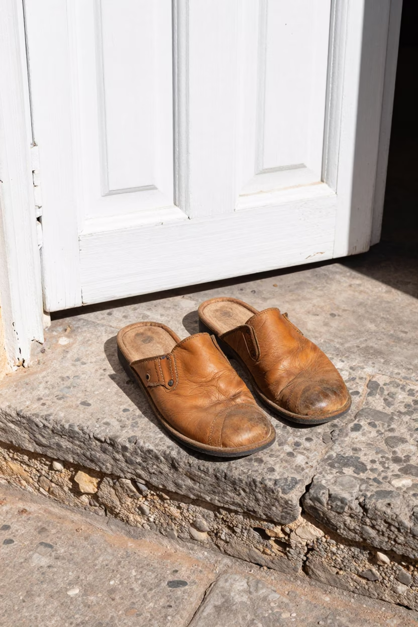 Worn Leather Slippers in Essaouira in in Essaouira, Morocco