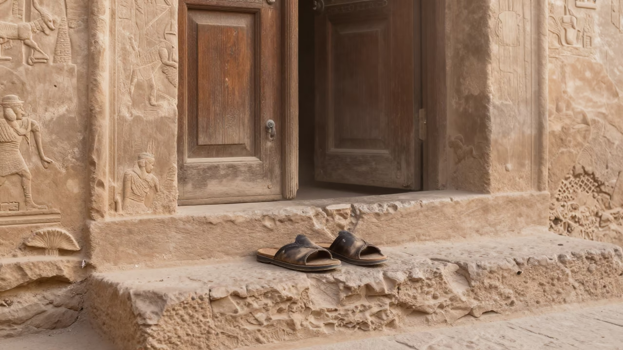 Worn Leather Slippers in Luxor in in Luxor, Egypt