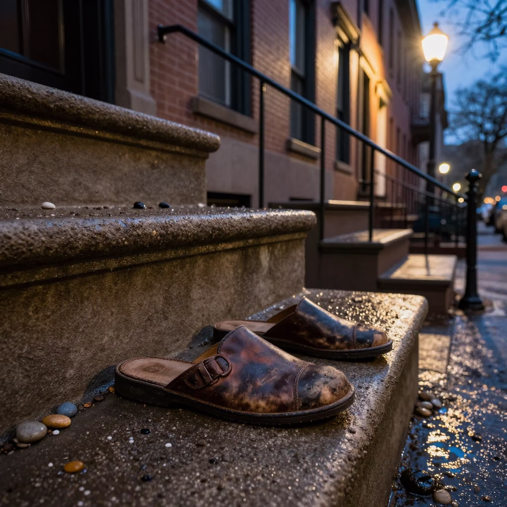 Worn Leather Slippers in Philadelphia in in Philadelphia, United States