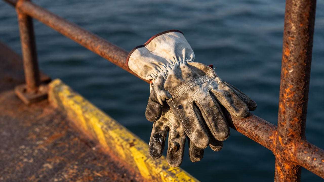 Worn Leather Work Gloves in Chicago in in Chicago, United States