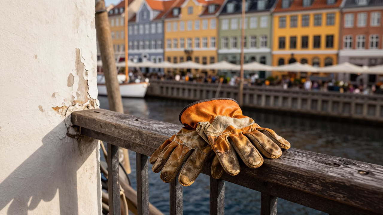 Worn Leather Work Gloves in Copenhagen in in Copenhagen, Denmark