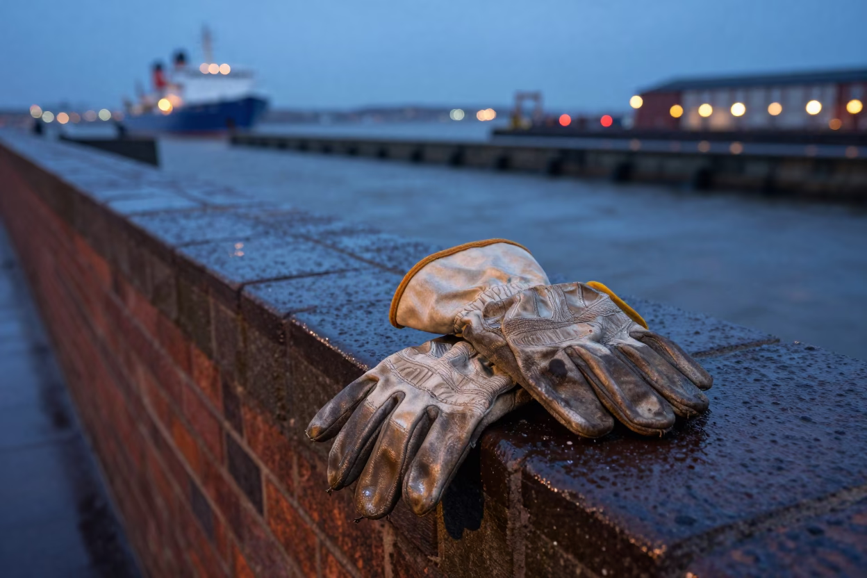 Worn Leather Work Gloves in Liverpool in in Liverpool, United Kingdom