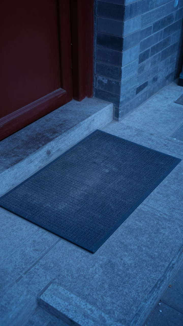 Worn Rubber Doormat in Beijing in in Beijing, China