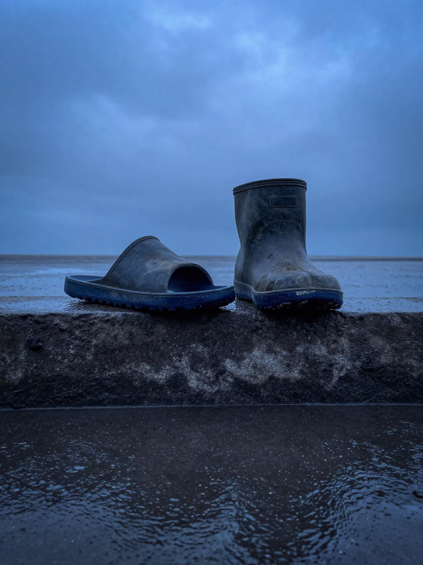 Worn Rubber Slippers in Surabaya in in Surabaya, Indonesia