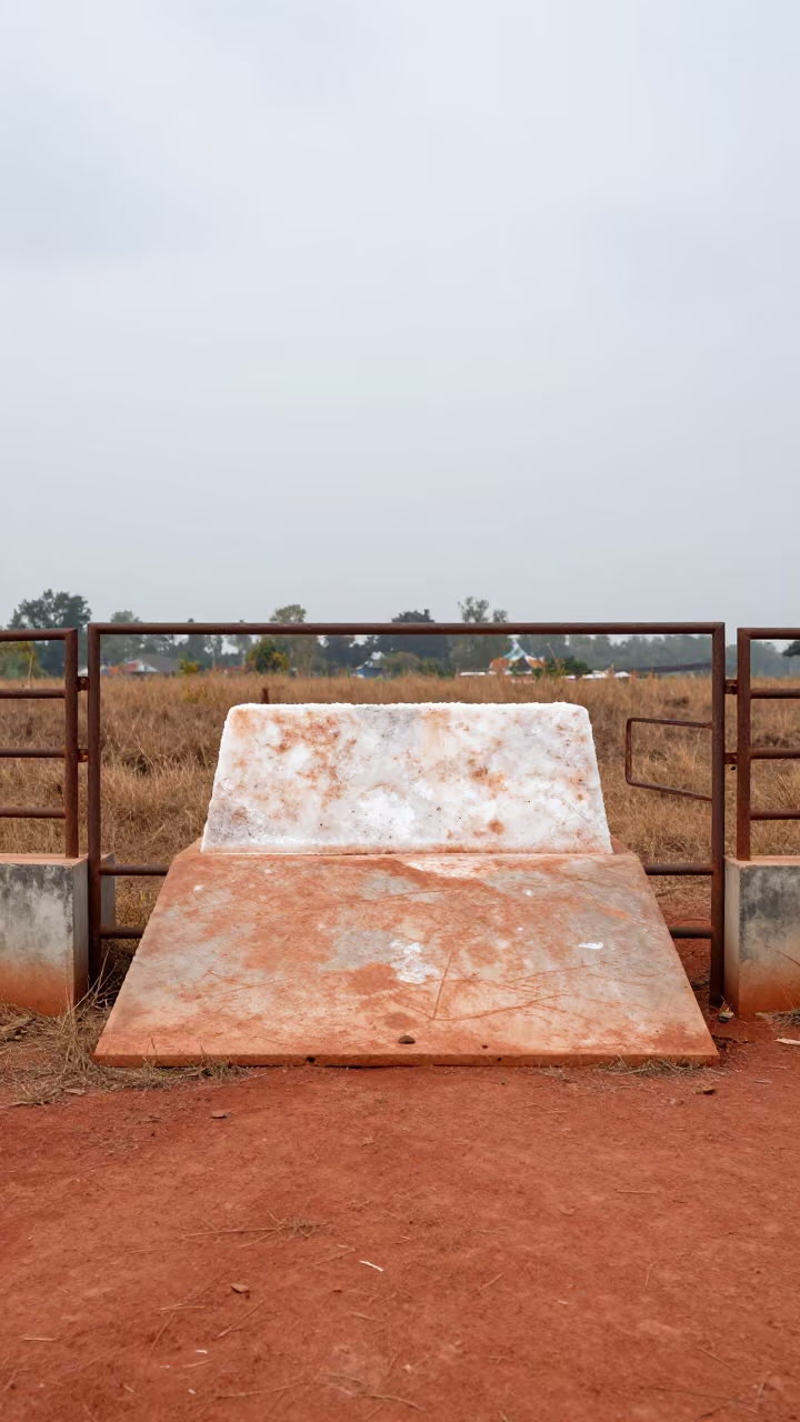 Worn Salt Block Station Cattle Nagaland Stockyard in at a stockyard loading ramp in Nagaland
