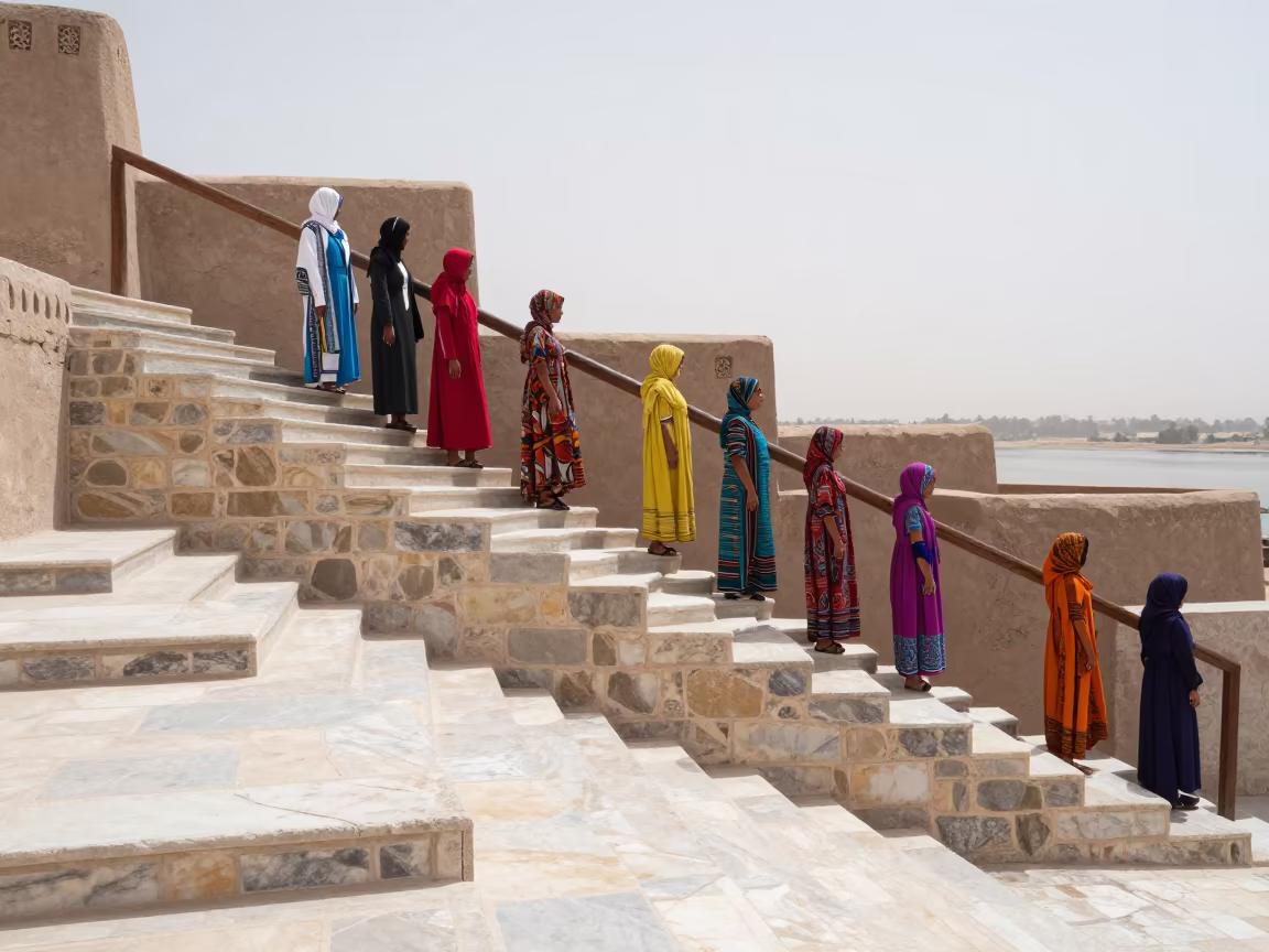 Worn Staircase in Ksar el-Kebir Textile Mill in in Ksar el-Kebir