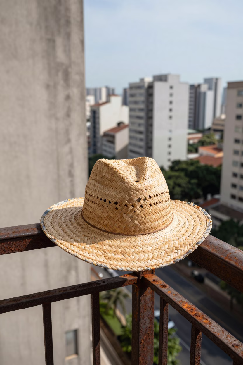 Worn Straw Hat in São Paulo in in São Paulo, Brazil