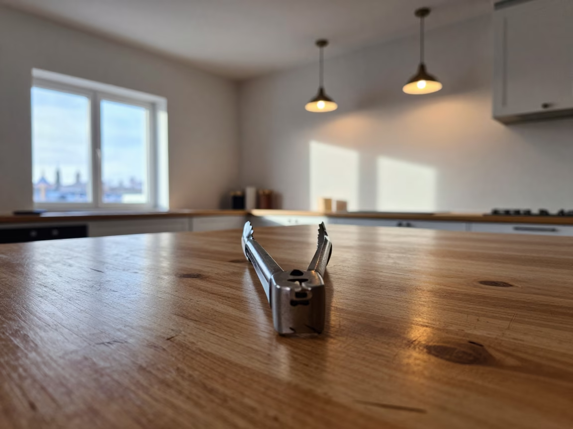 Worn Tongs on Pier Railing in Harbin Winter Light in on a pier railing in Harbin