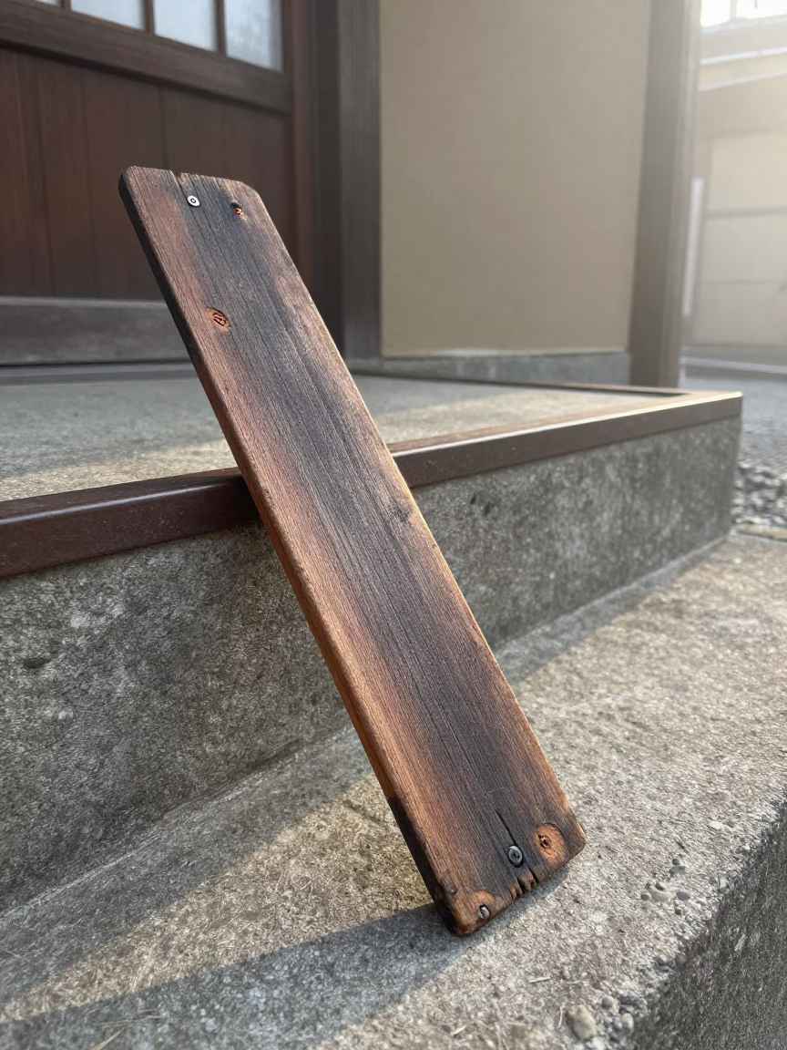 Worn Wooden Boot Scraper in Tokyo in in Tokyo, Japan