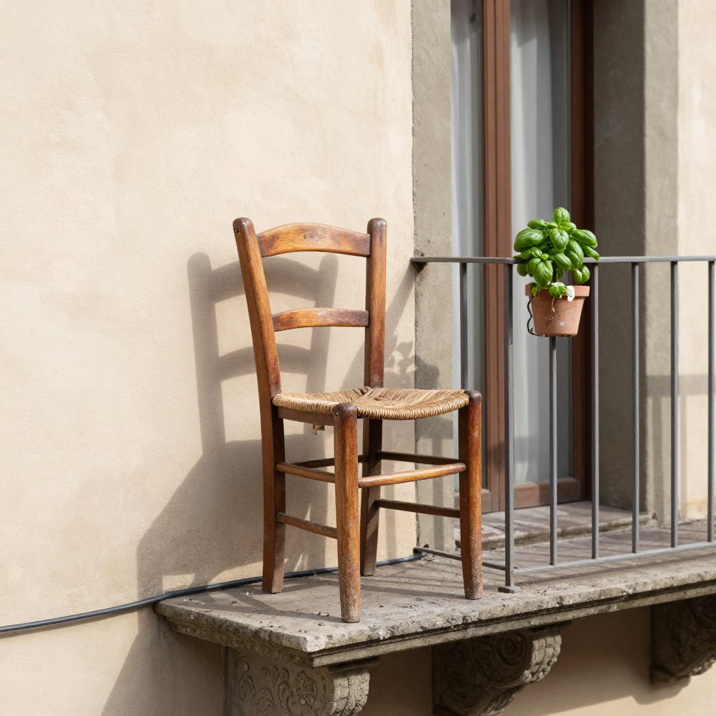 Worn Wooden Chair in Florence in in Florence, Italy