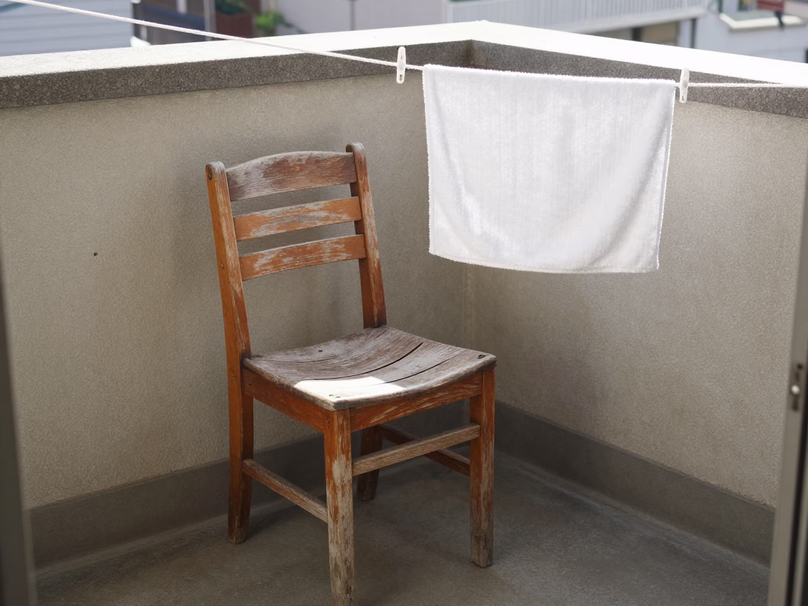 Worn Wooden Chair in Osaka in in Osaka, Japan