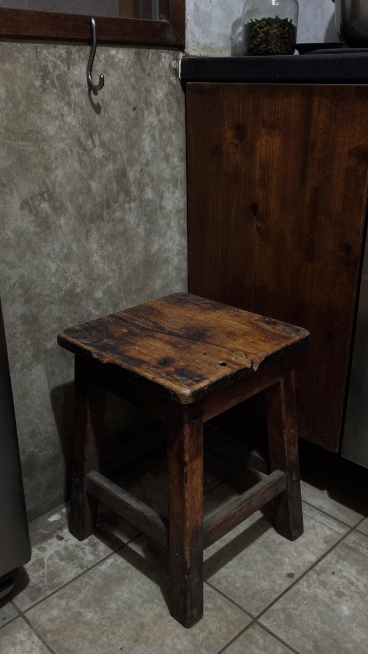 Worn Wooden Stool in Kolkata in in Kolkata, India