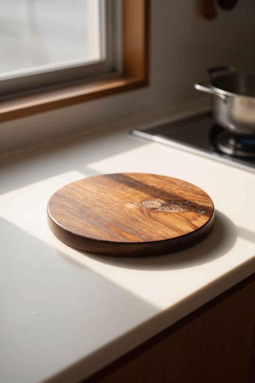 Worn Wooden Trivet in Fukuoka in in Fukuoka, Japan