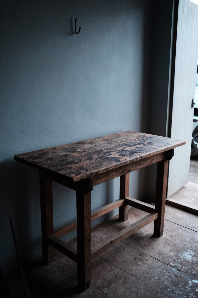 Worn Wooden Workbench in Rio De Janeiro in in Rio de Janeiro, Brazil