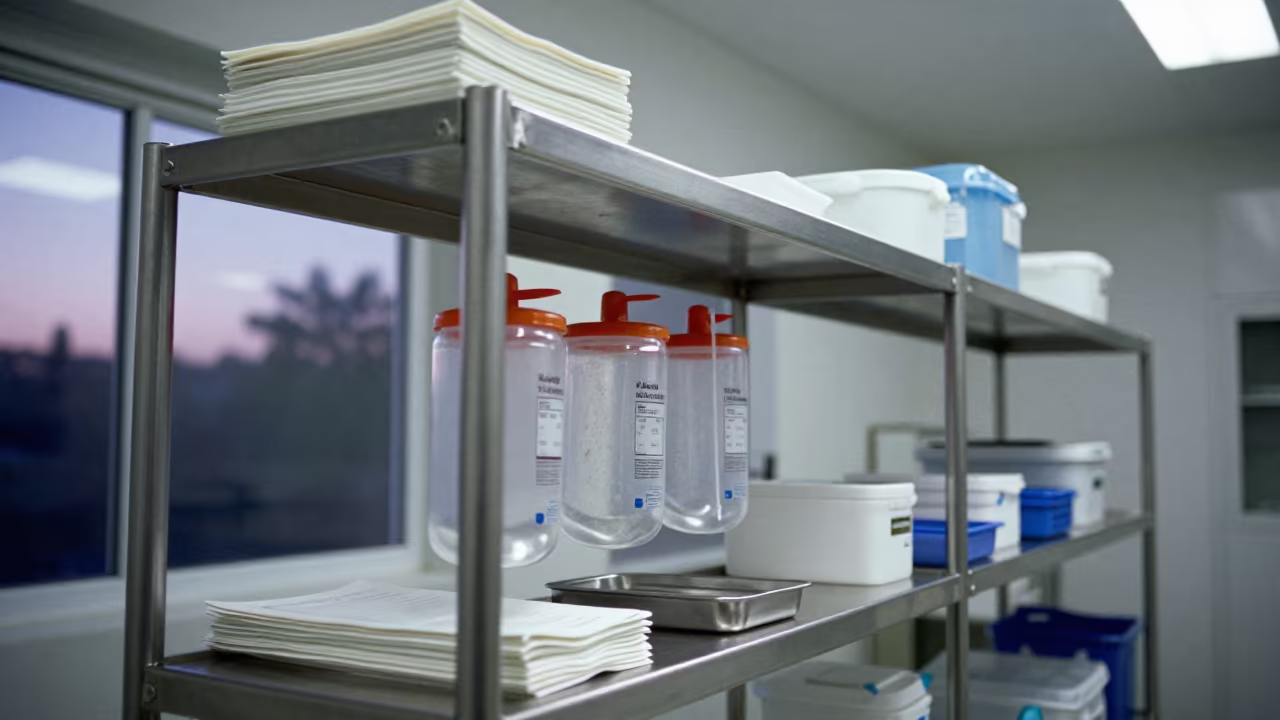 Wound Vac Canister Shelf in Richmond Surgical Prep in in a surgical prep area in Richmond