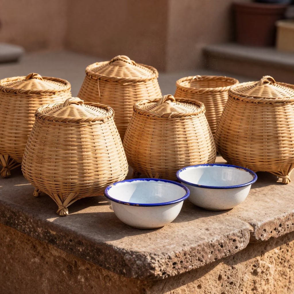 Woven Bamboo Baskets in Jaipur in in Jaipur, India