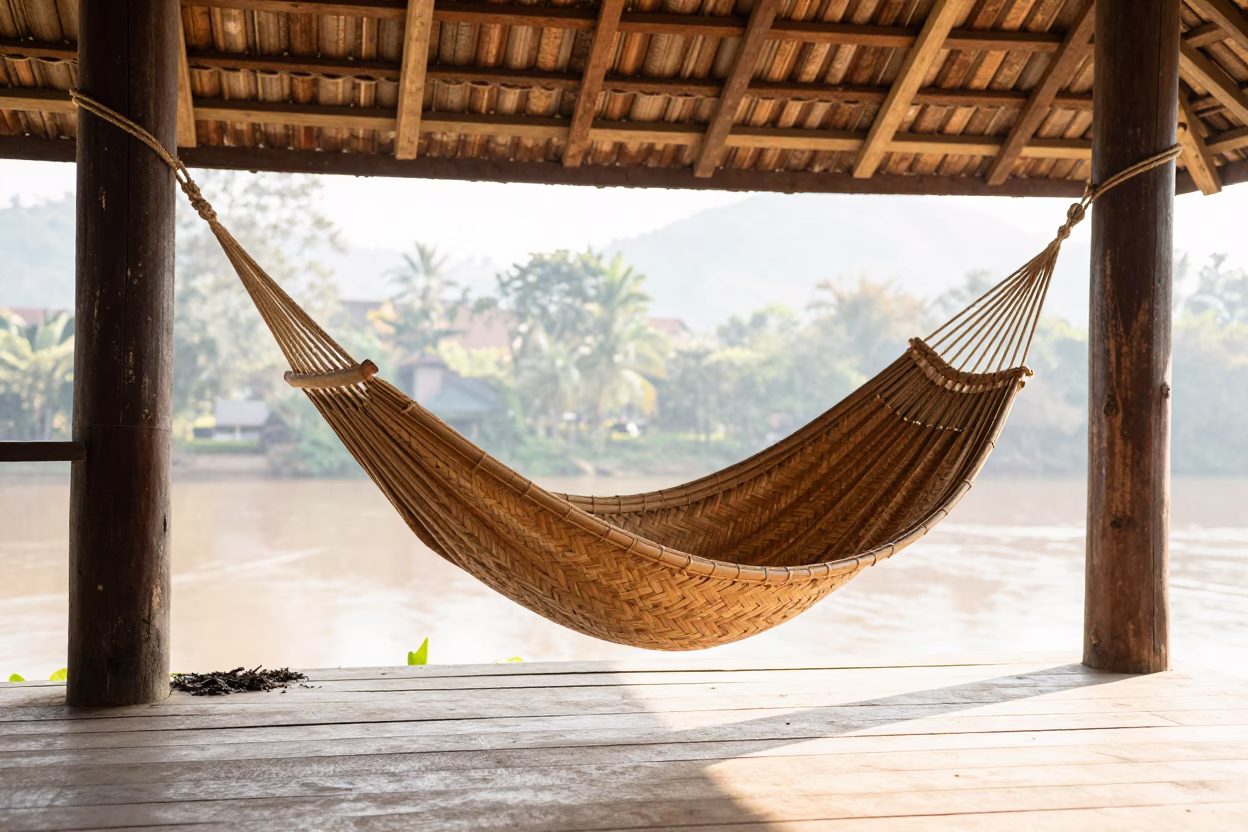 Woven Bamboo Hammock in Luang Prabang in in Luang Prabang, Laos