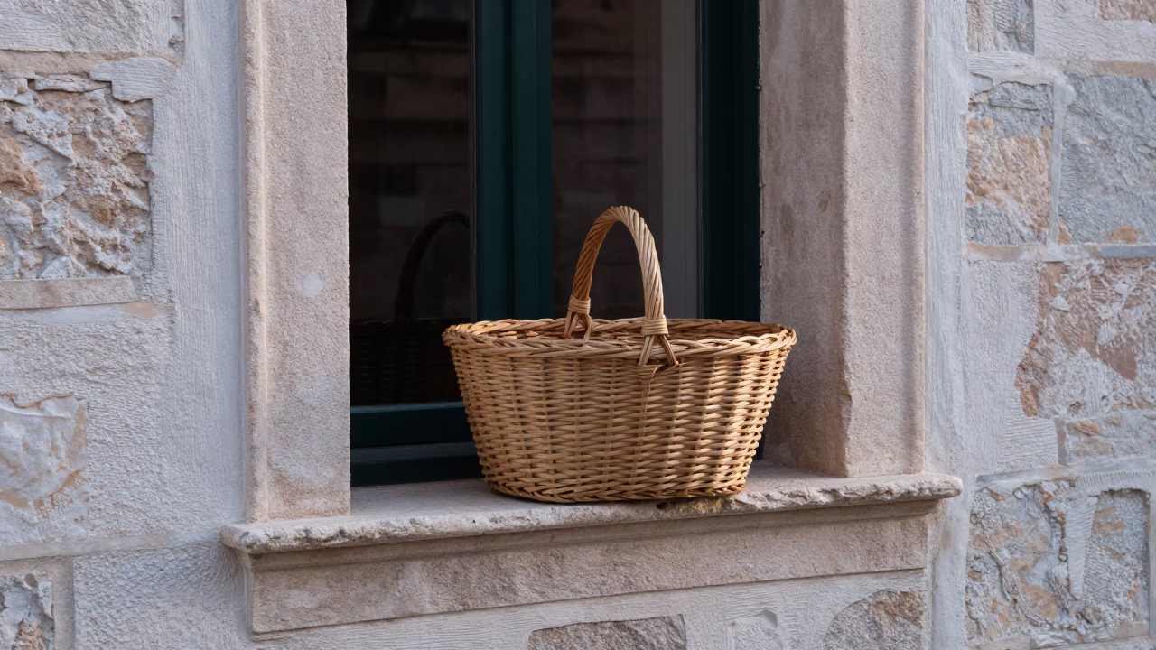 Woven Basket in Dubrovnik in in Dubrovnik, Croatia