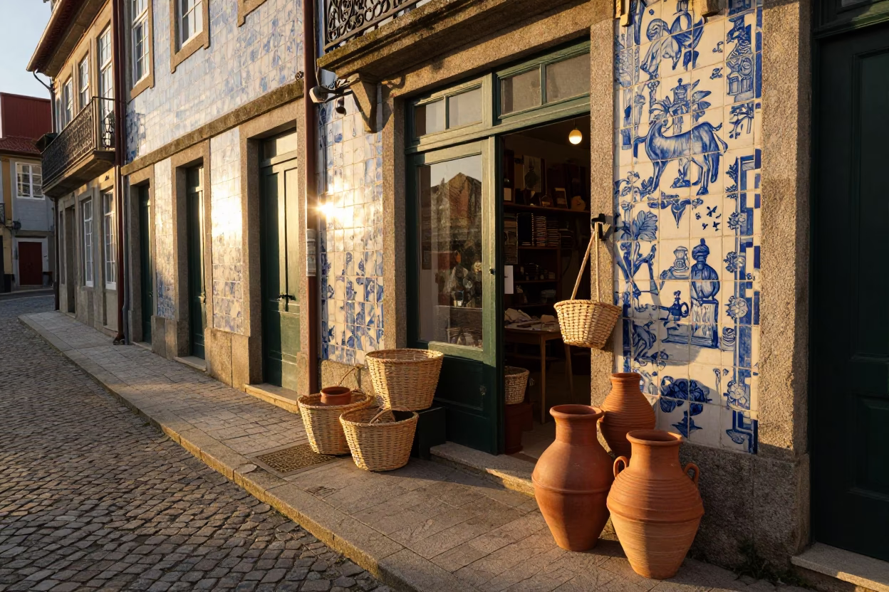 Woven Baskets at Golden Hour in Porto in in Porto, Portugal
