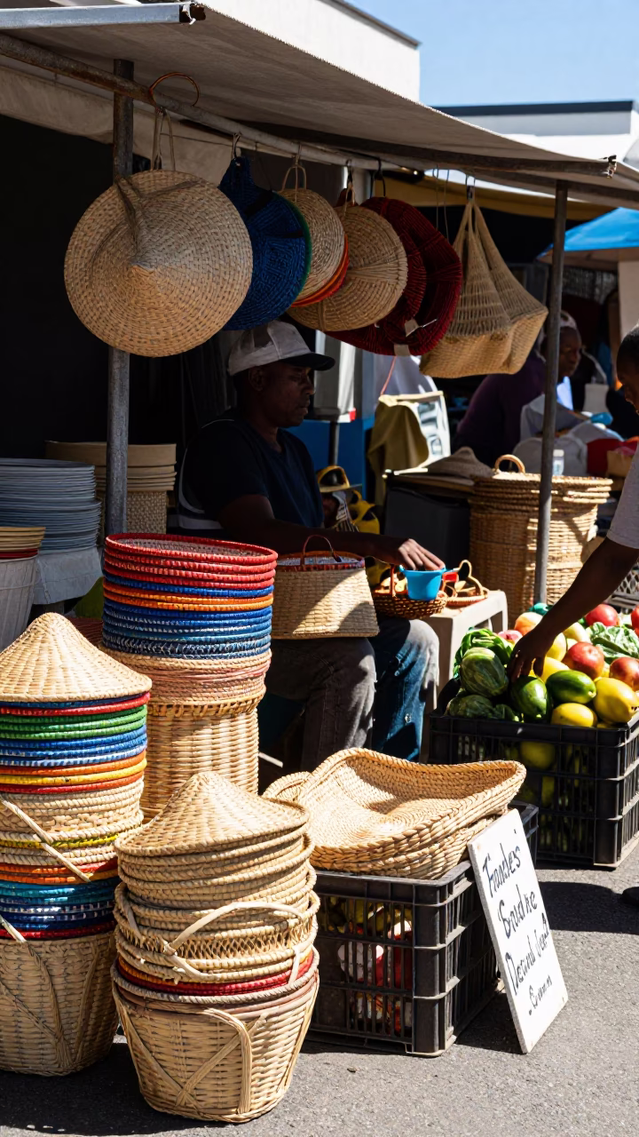 Woven Baskets in Cape Town at Midday Light in in Cape Town, South Africa