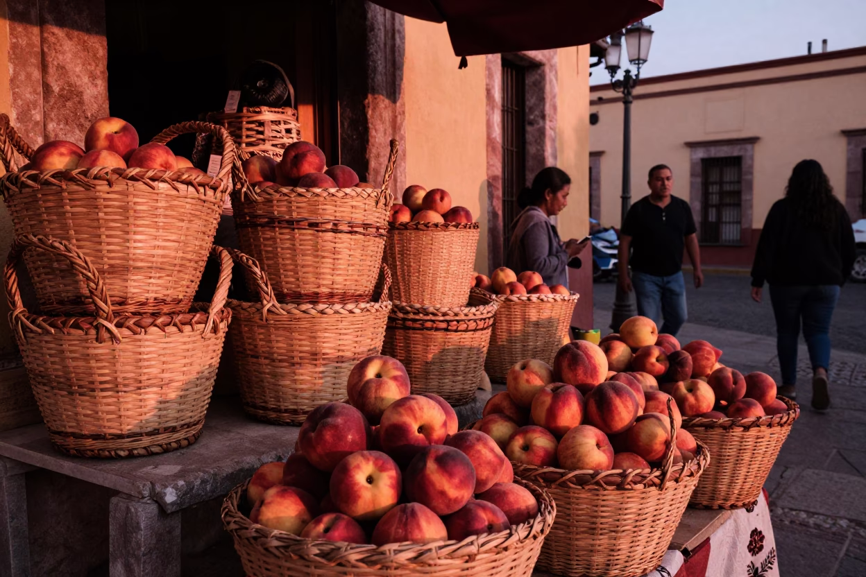 Woven Baskets in Guadalajara at Copper-toned Light Before Dusk in in Guadalajara, Mexico