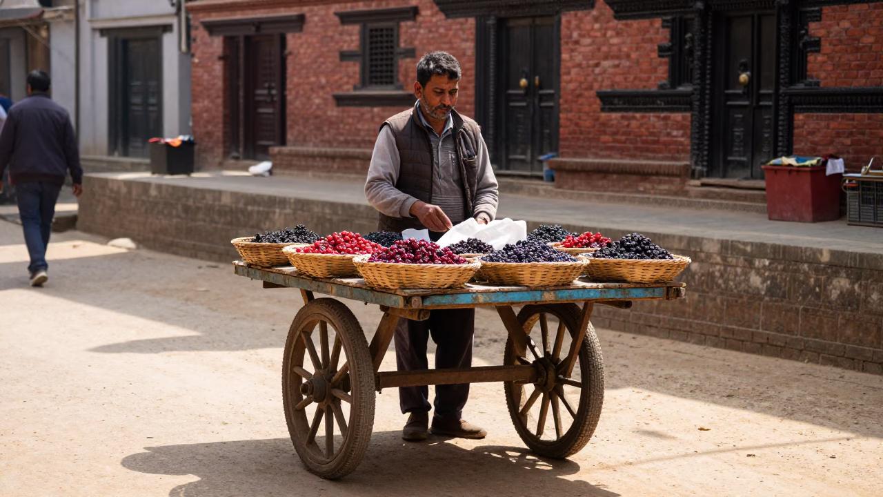 Woven Baskets in Kathmandu at Late Morning Light in in Kathmandu, Nepal
