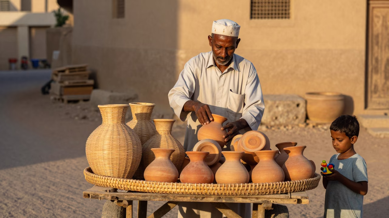 Woven Baskets in Luxor at Evening Light in in Luxor, Egypt