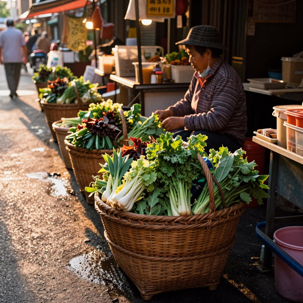 Woven Baskets in Taipei at Golden Hour in in Taipei, Taiwan