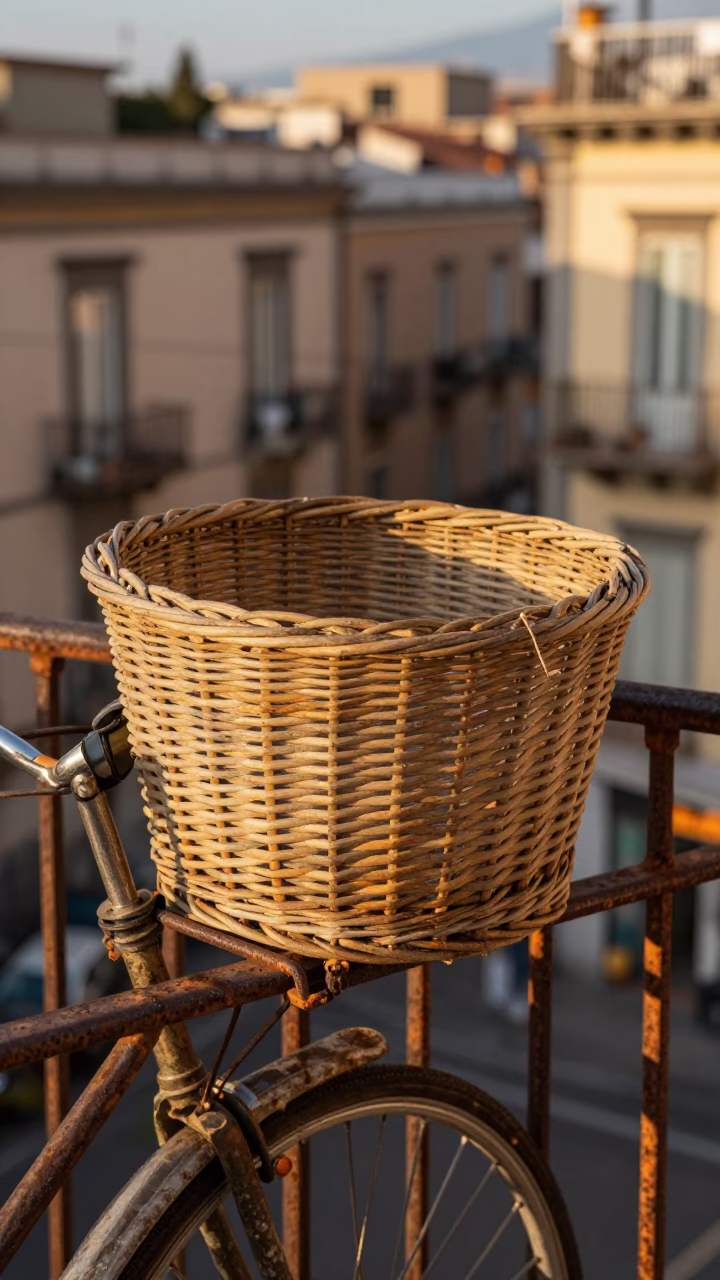 Woven Bicycle Basket in Naples in in Naples, Italy
