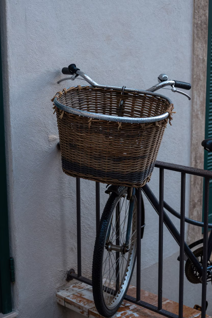 Woven Bicycle Basket in Palermo in in Palermo, Italy