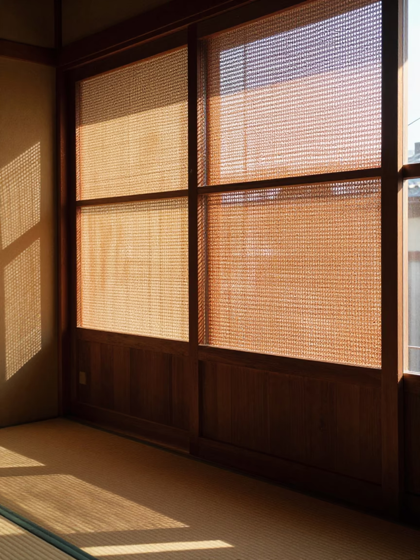 Woven Cane just after sunrise in Tokyo in in Tokyo, Japan