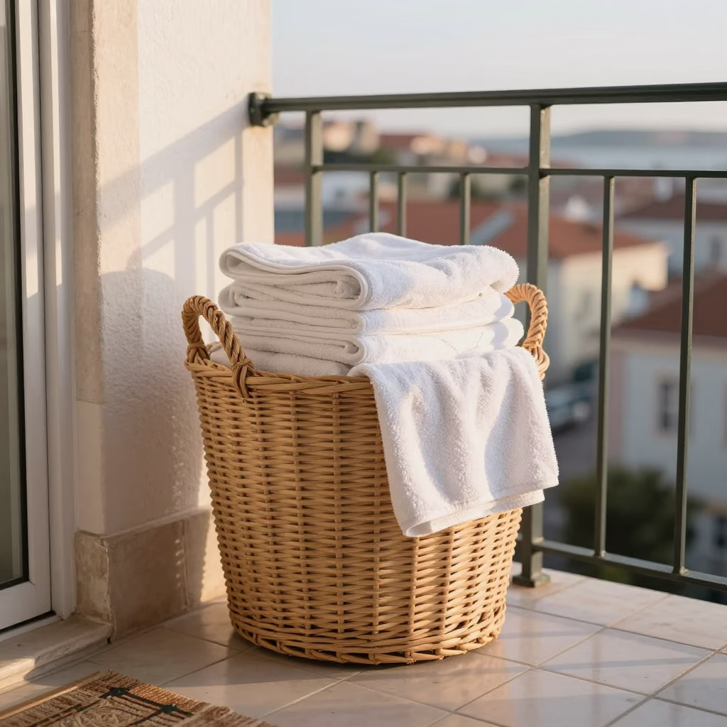 Woven Laundry Basket in Lisbon in in Lisbon, Portugal