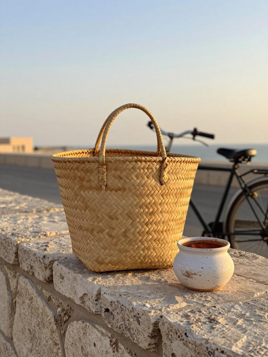 Woven Palm Frond Basket in Muscat in in Muscat, Oman