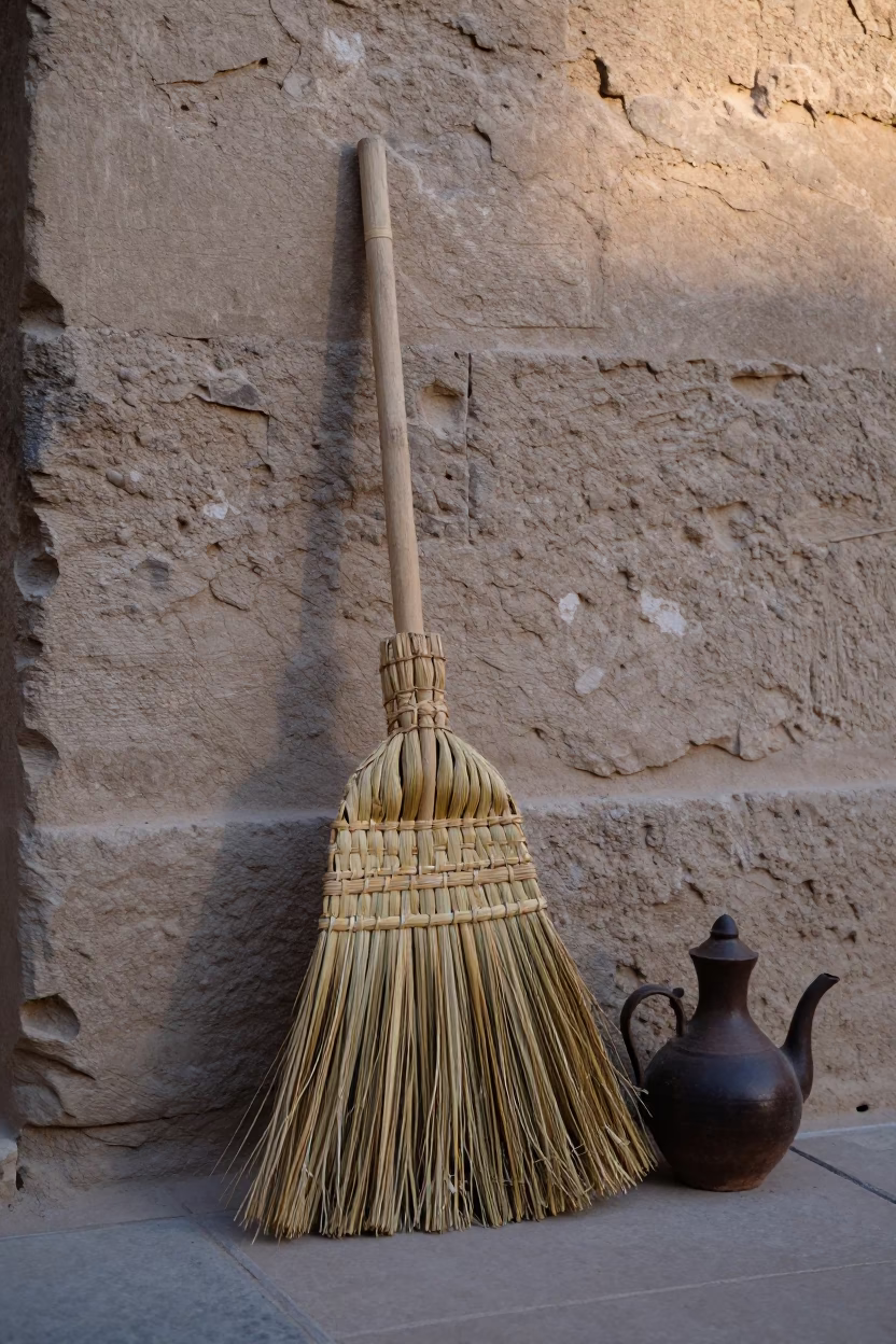 Woven Palm Frond Broom in Luxor in in Luxor, Egypt