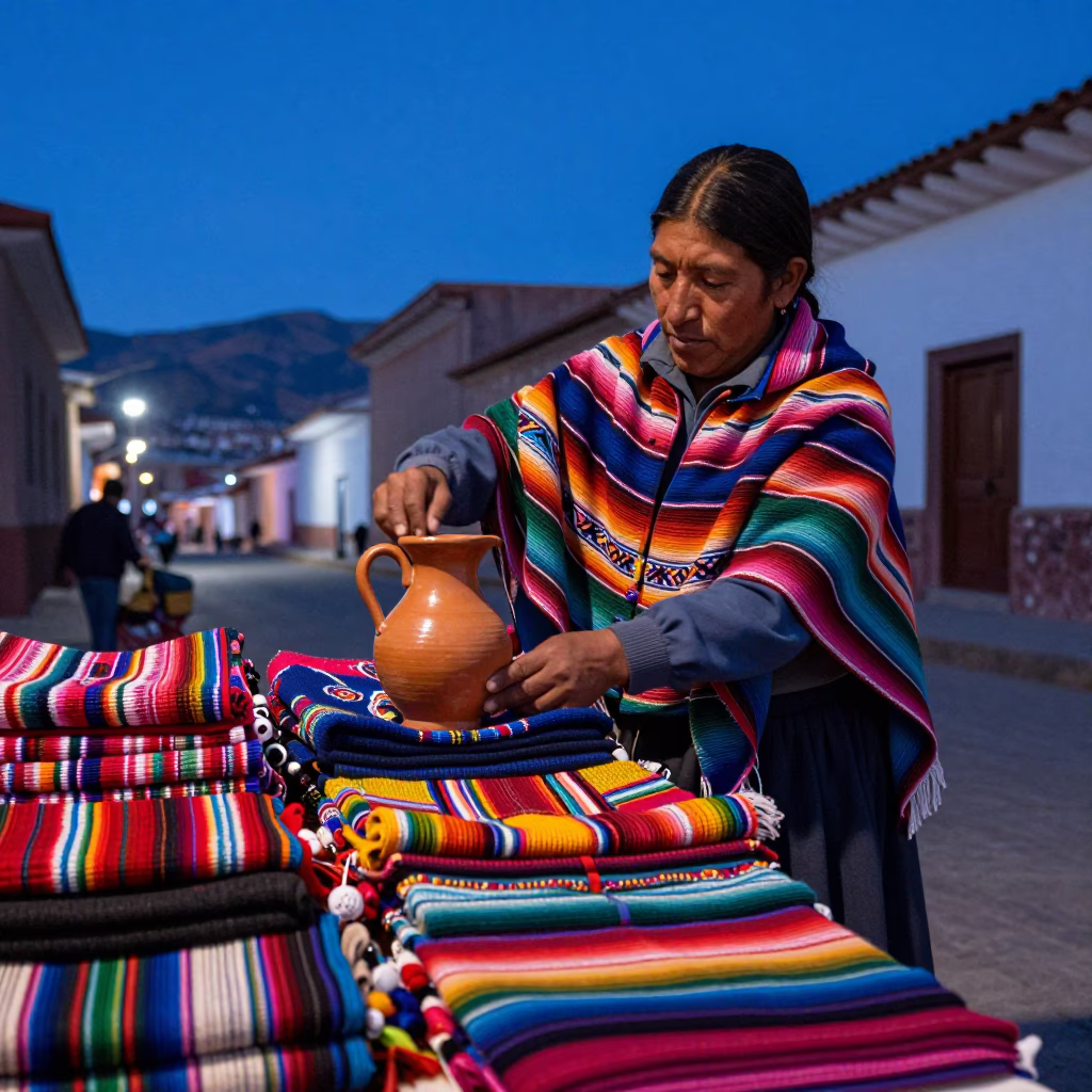 Woven Ponchos in La Paz in in La Paz, Bolivia