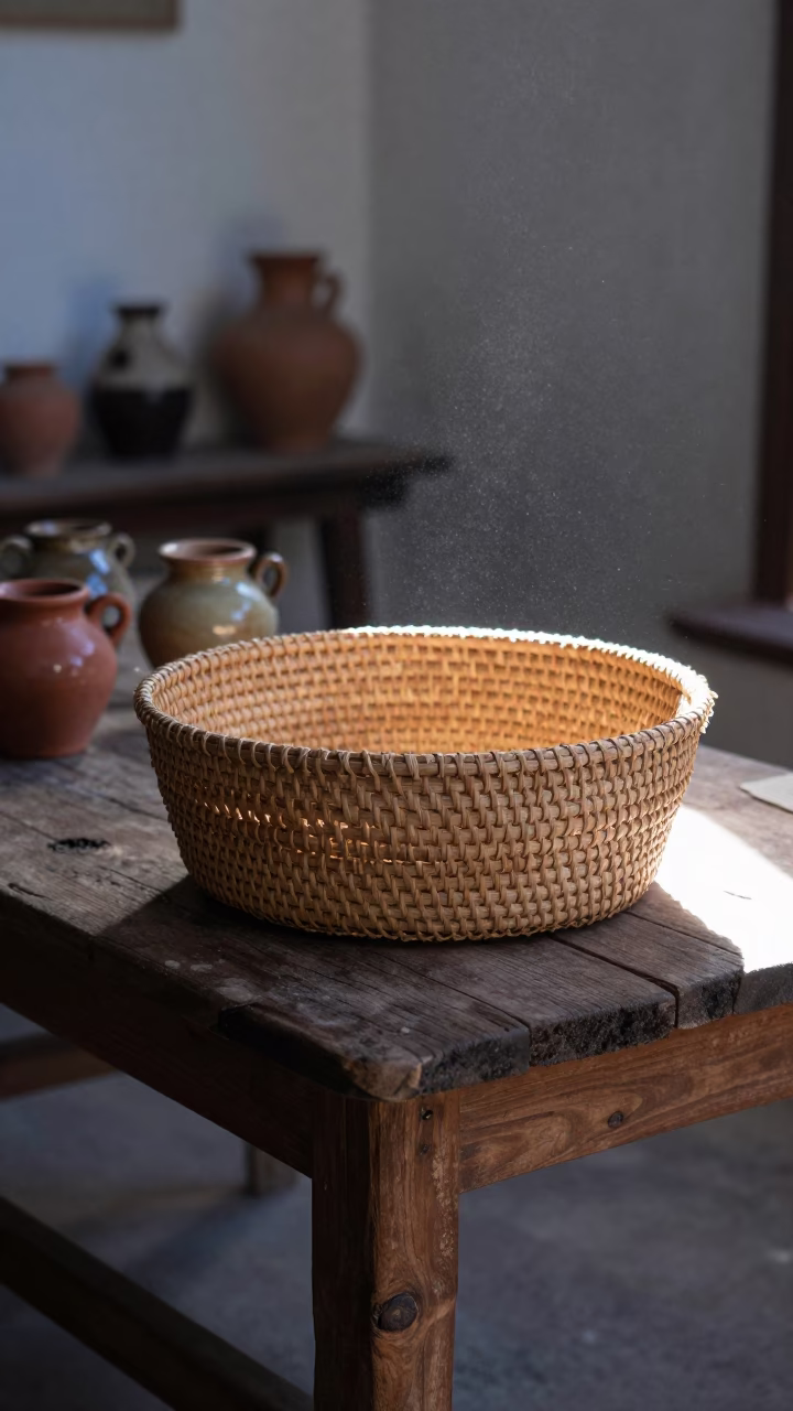 Woven Reed Basket in Oaxaca in in Oaxaca, Mexico